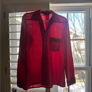 *VINTAGE* Red Sheer Button-Up Shirt